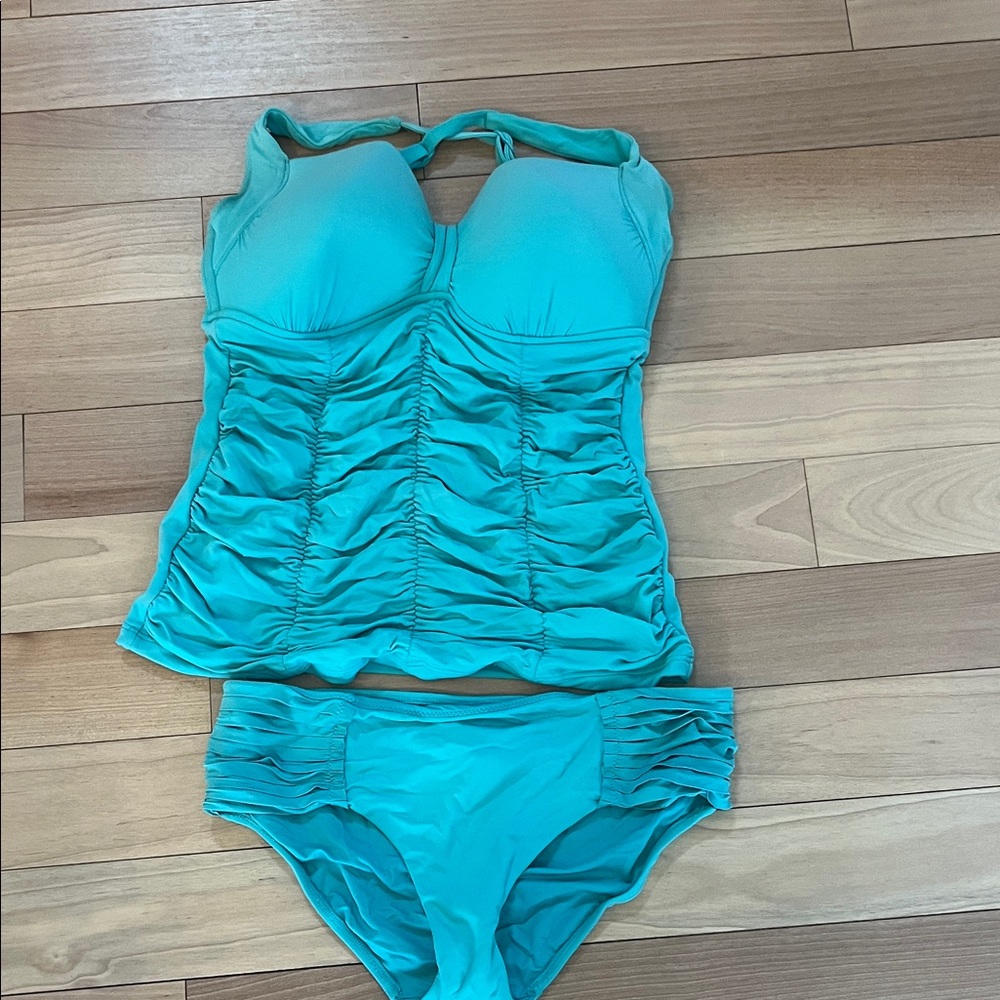 Seafolly Turquoise Ruched Bikini Set